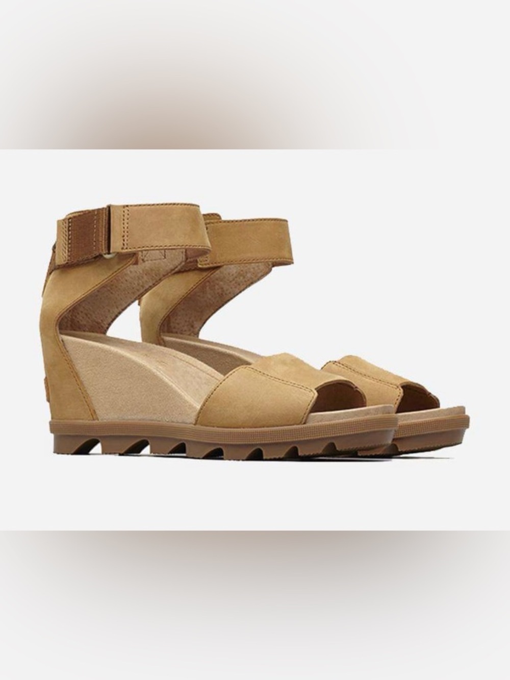 Sorel NWT Joanie II Ankle Strap Wedge Sandals Size 10 or 41 in Camel Brown